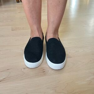 Skechers Black Slip-On Knit Platform Mules